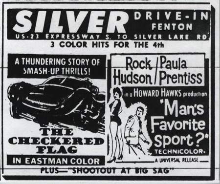Silver Drive-In Theatre - Ad July 4 1964 (newer photo)